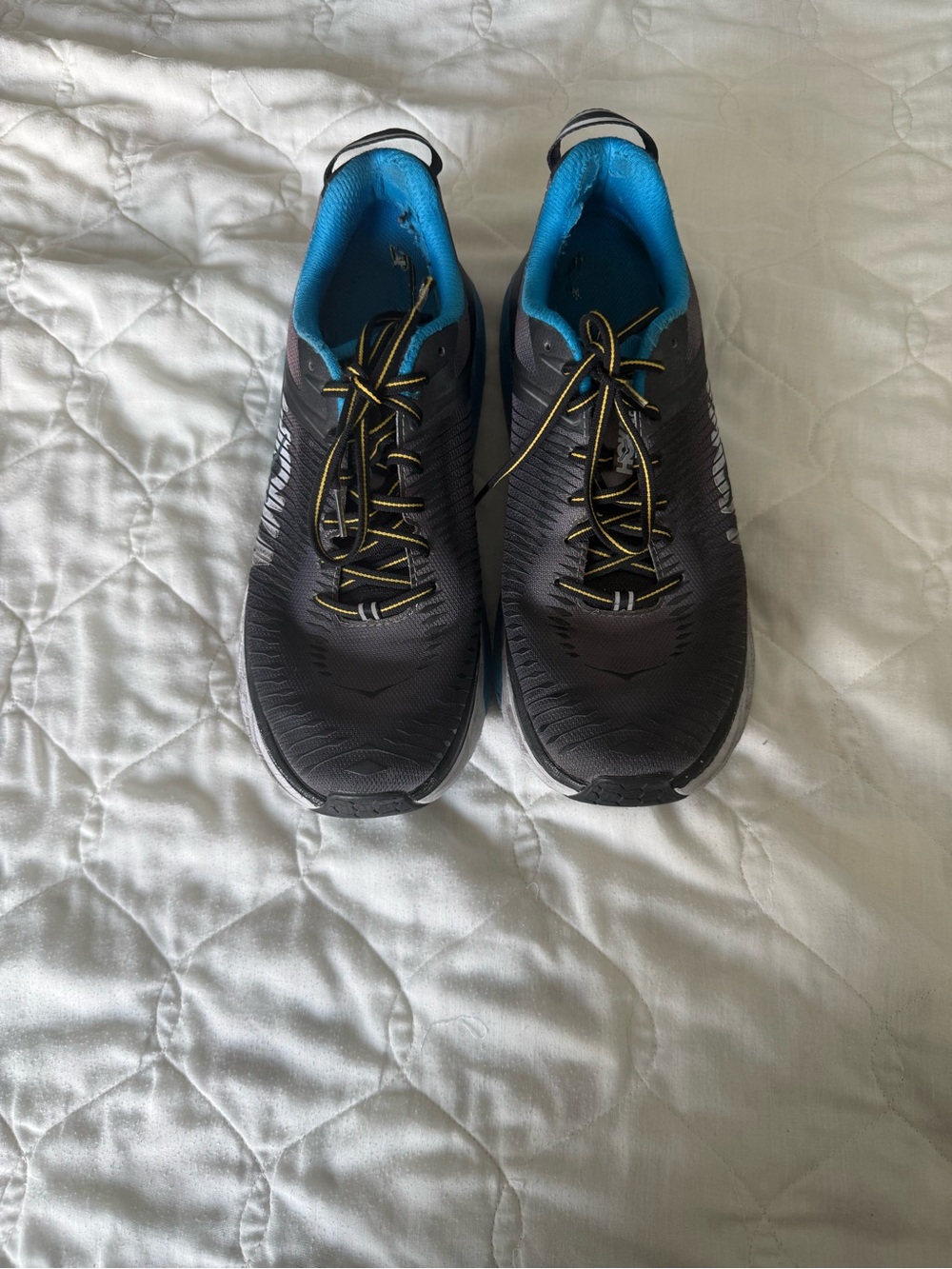 Hoka One One Men's Black Running Shoes with Blue Lining